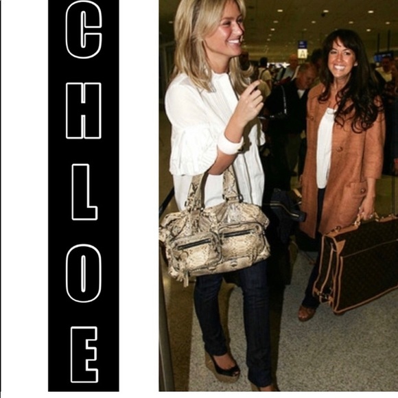 Authentic Vintage CHLOE Large Cream Python Square Betty Bag see certifi… - Picture 4 of 10